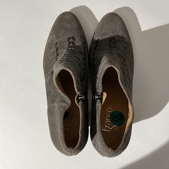 Franco Sarto Dimona Leather Booties Boots Shoes sz 8 Womens Gray Brown Fall NEW - Picture 5 of 13